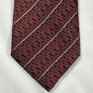 Yves Saint Laurent Skinny Red YSL AOP 100% Silk Neck Tie Made In‎ France
